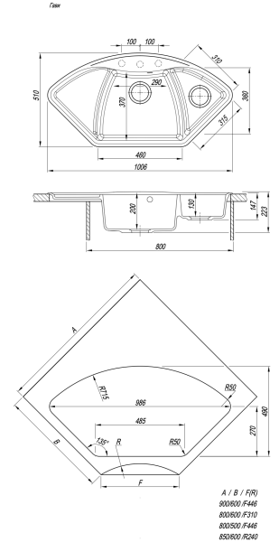 Кухонная мойка Florentina Гави антрацит